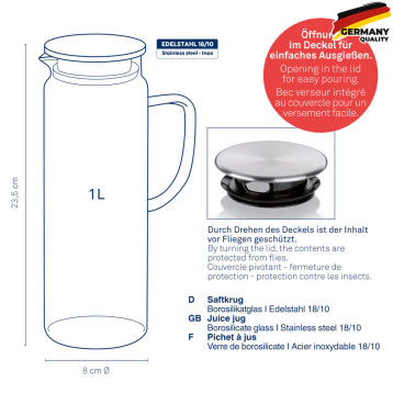  Глечик з кришкою KELA Pitcher, 1 л (11397) 