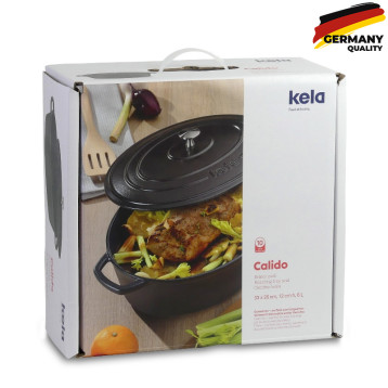  Каструля чавунна з кришкою KELA Calido, 3,8 л, чорна (12471) 
