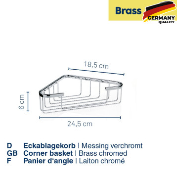  Полиця-сітка кутова для ванної кімнати KELA Brass, срібляста, 24.5х18.5 см (21916) 