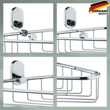  Полиця-сітка кутова для ванної KELA Lucido, срібляста, 28.5х22.5 см (22688) 