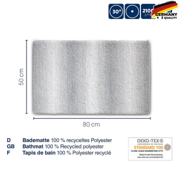  Коврик для ванной KELA Ombre, скалисто-серый, 80х50х3.7 см (23573) 