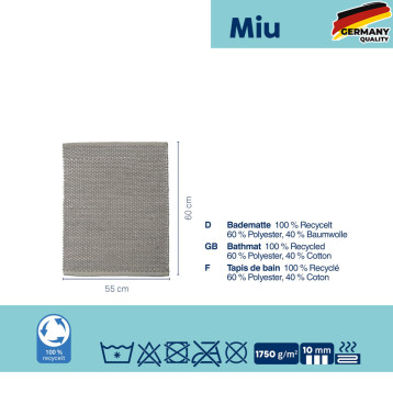  Килимок для ванної KELA Miu, кам'яно-сірий, 65х55х1 см (24720) 