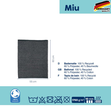  Килимок для ванної KELA Miu, гранітно-сірий, 65х55х1 см (24732) 