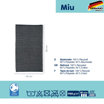  Килимок для ванної KELA Miu, гранітно-сірий, 80х50х1 см (24733) 
