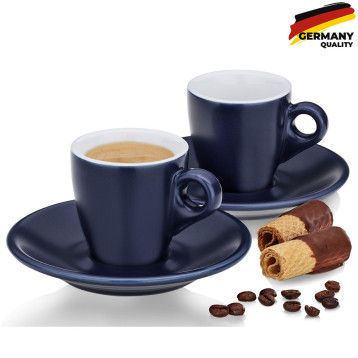  Набір чашок з блюдцем для еспресо KELA Mattia, 4 предмета, синій (12754) 