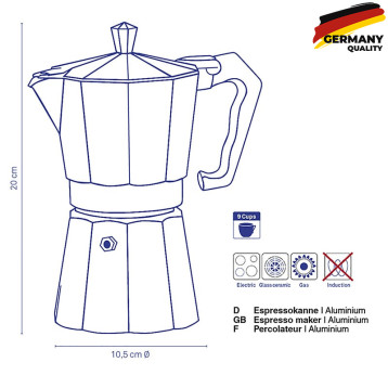  Кофеварка гейзерная KELA Italia, 450 мл, черная (10555) 