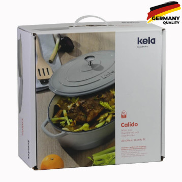  Гусятниця чавунна з кришкою KELA Calido, 33х26х12 см, 6 л, сіра (12608) 