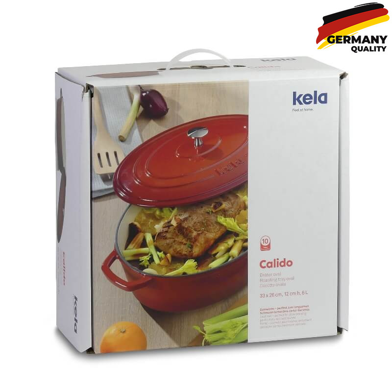  Гусятниця чавунна з кришкою KELA Calido 6 л, червона (11942) 