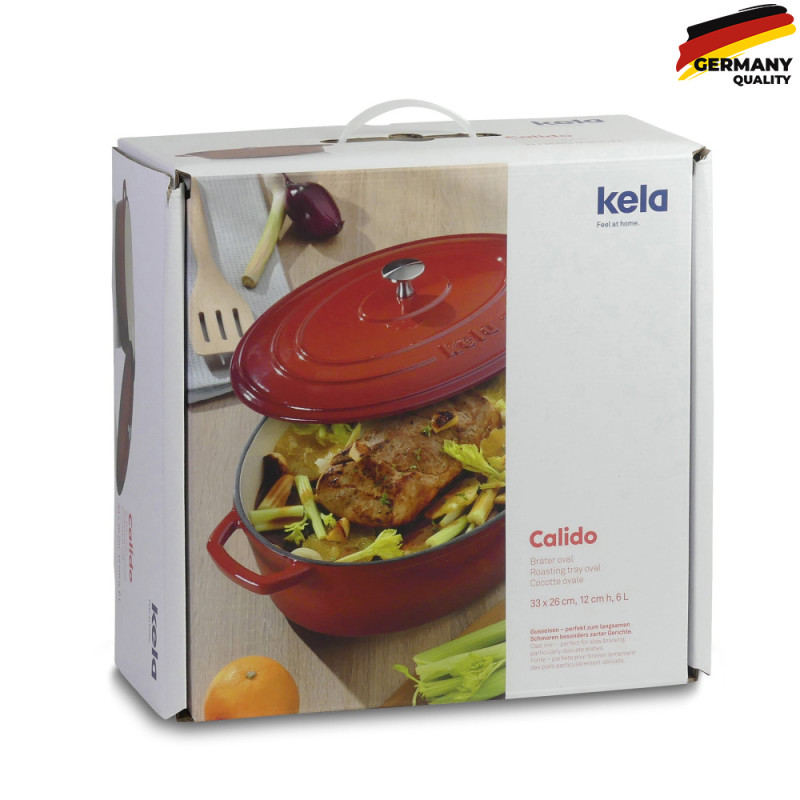  Каструля чавунна з кришкою KELA Calido, 3,8 л, червона (11941) 
