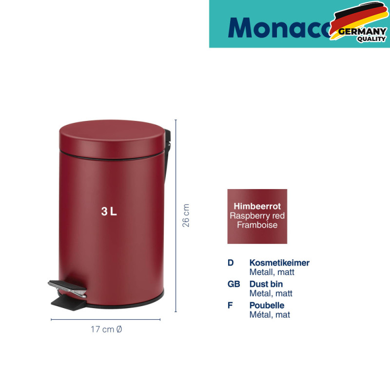 Ведро для мусора KELA Monaco, 3 л, малиново-красное (24297) 