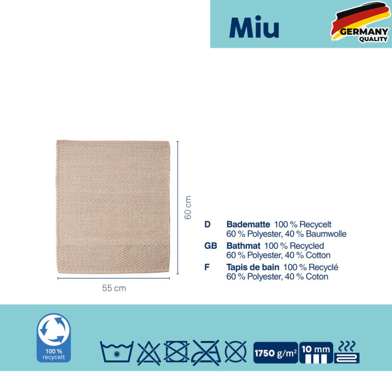  Коврик для ванной KELA Miu, бежевый, 65х55х1 см (24724) 