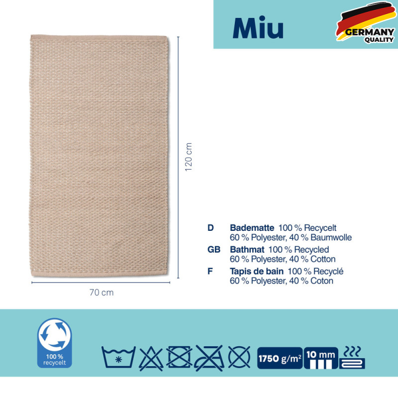  Килимок для ванної KELA Miu, бежевий 120х70х1 см (24727) 