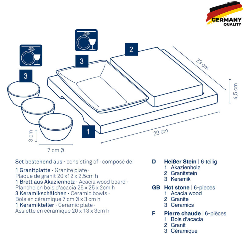  Дошка сервірувальна гранітна з аксесуарами KELA Country, 6 пр. (16629) 