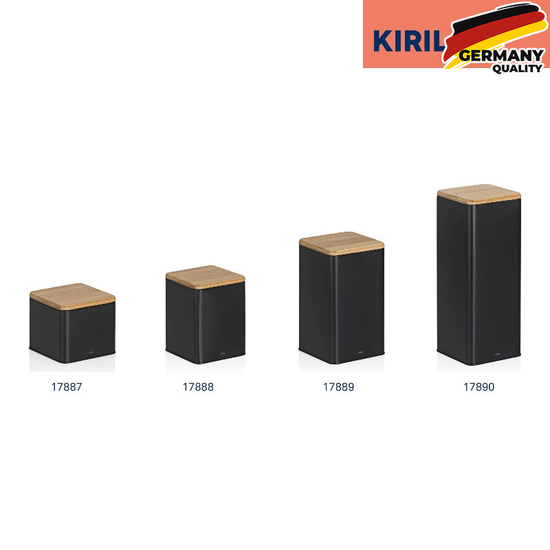  Емкость для хранения сыпучих KELA Kiril, 11.5х11.5х9.5 см, 0.8 л, черная (17887) 