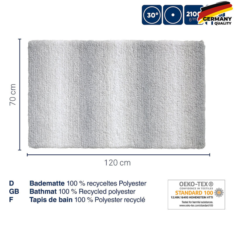 Килимок для ванної KELA Ombre, скелясто-сірий, 120х70х3.7 см (23575) 