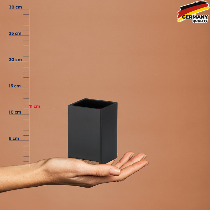 Стакан для зубних щіток KELA Cube, чорний, 7х7х11 см (23687) 