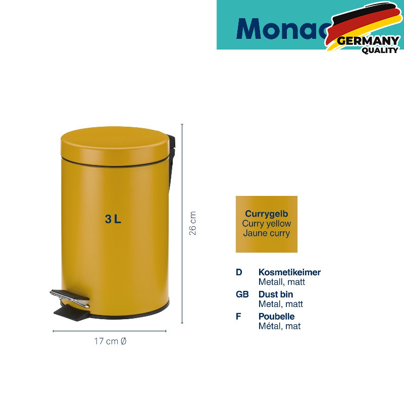  Ведро для мусора KELA Monaco, желтый карри, 3 л (24285) 