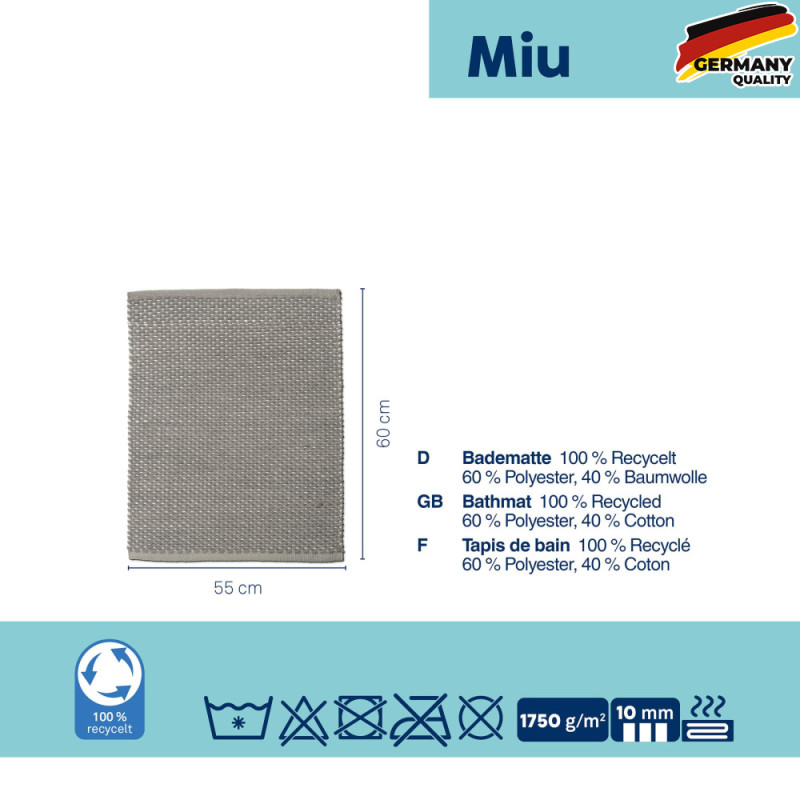  Килимок для ванної KELA Miu, кам'яно-сірий, 65х55х1 см (24720) 