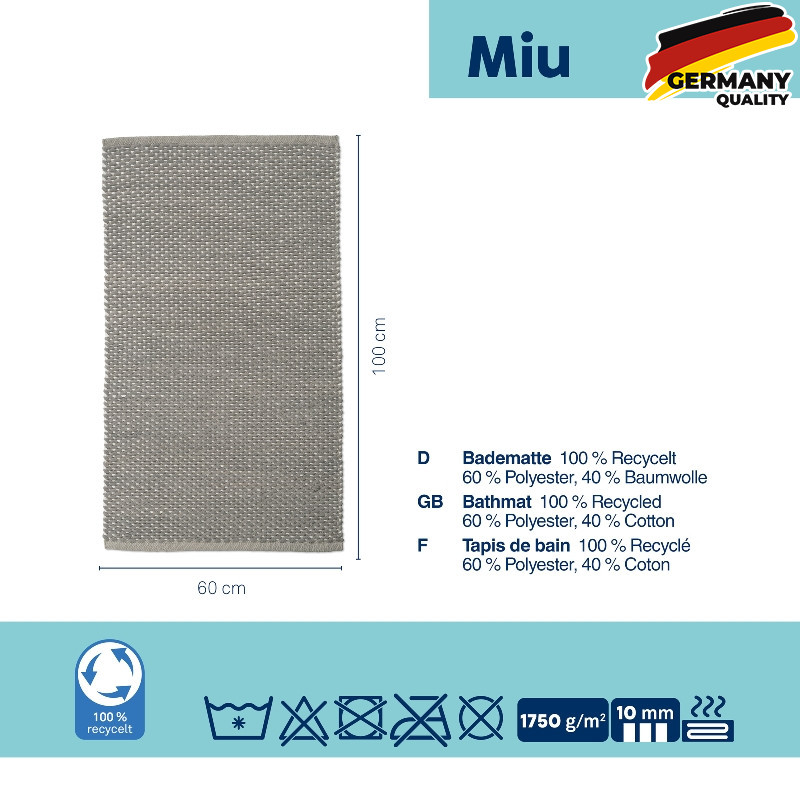  Килимок для ванної KELA Miu, кам'яно-сірий, 100х60х1 см (24722) 