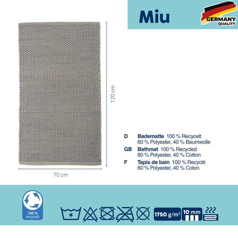  Килимок для ванної KELA Miu, кам'яно-сірий, 120х70х1 см (24723) 