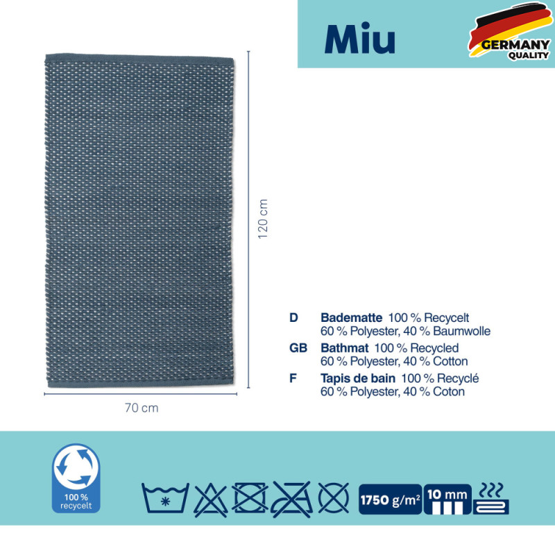  Килимок для ванної KELA Miu, димчасто-синій, 120х70х1 см (24731) 