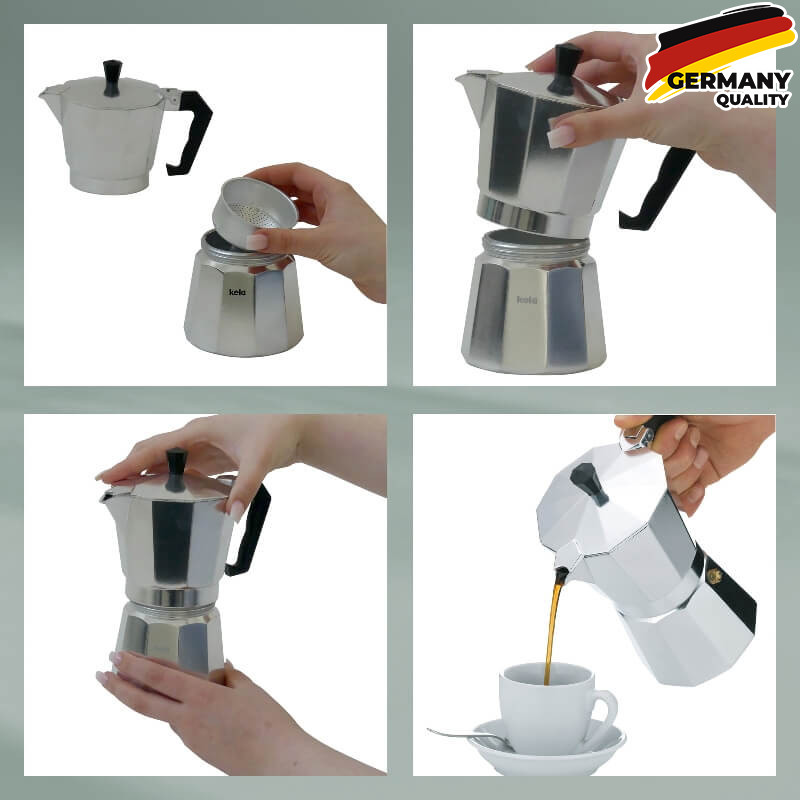  Кофеварка гейзерная KELA Italia, 450 мл, черная (10555) 