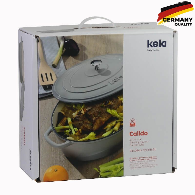  Гусятниця чавунна з кришкою KELA Calido, 33х26х12 см, 6 л, сіра (12608) 